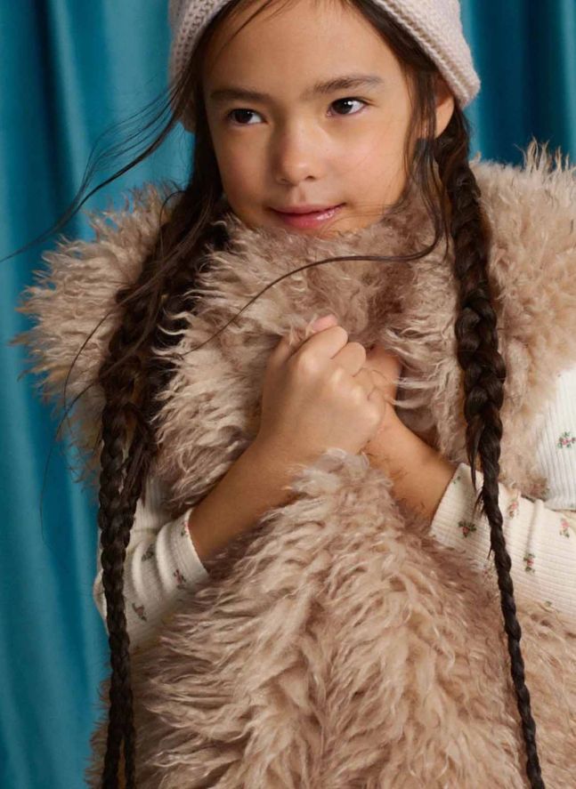 Veste Sans Manches Façon Fourrure Thomasina | Beige