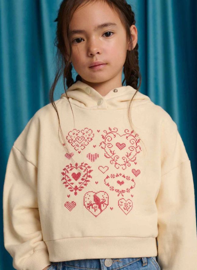 Sweat Capuche Brodé Isabela | Ecru