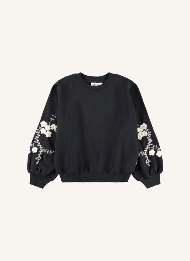 Pull Maribel Fleurs Coton Bio | Noir