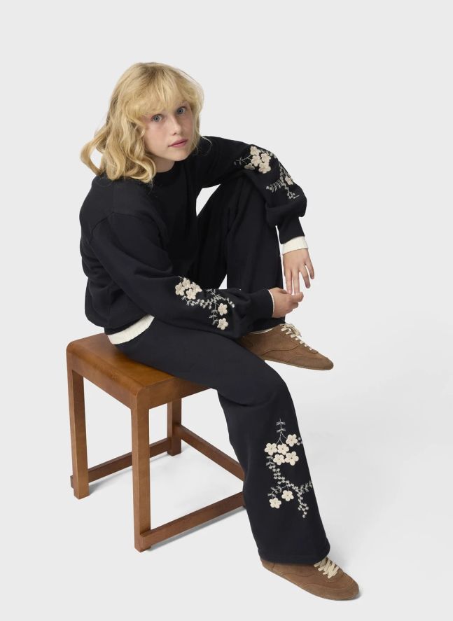 Pull Maribel Fleurs Coton Bio | Noir