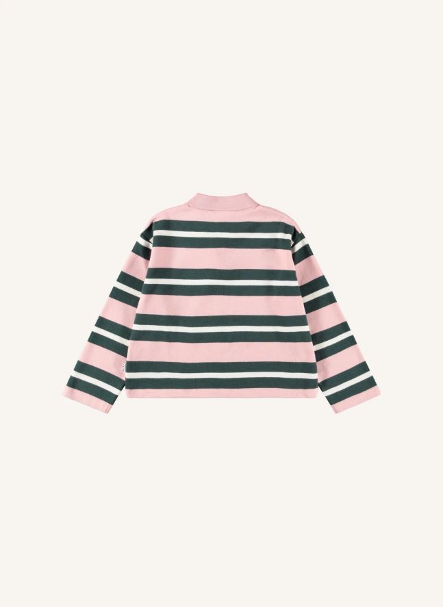 Polo Mille Rayé Coton Bio | Rose poudré