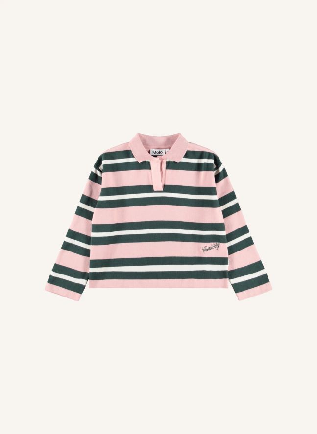 Polo Mille Rayé Coton Bio | Rose poudré