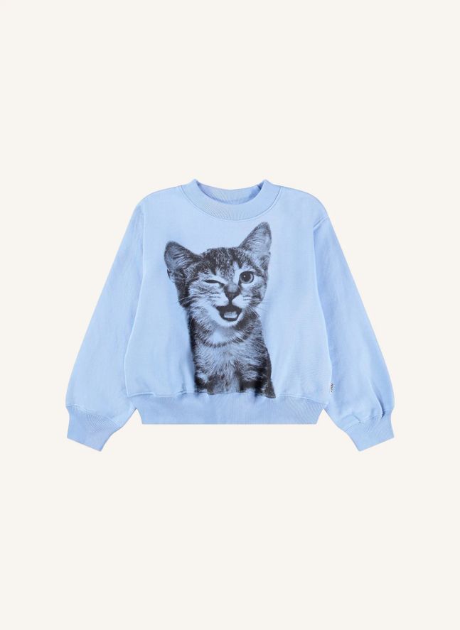 Pull Marge Chat Coton Bio | Bleu ciel