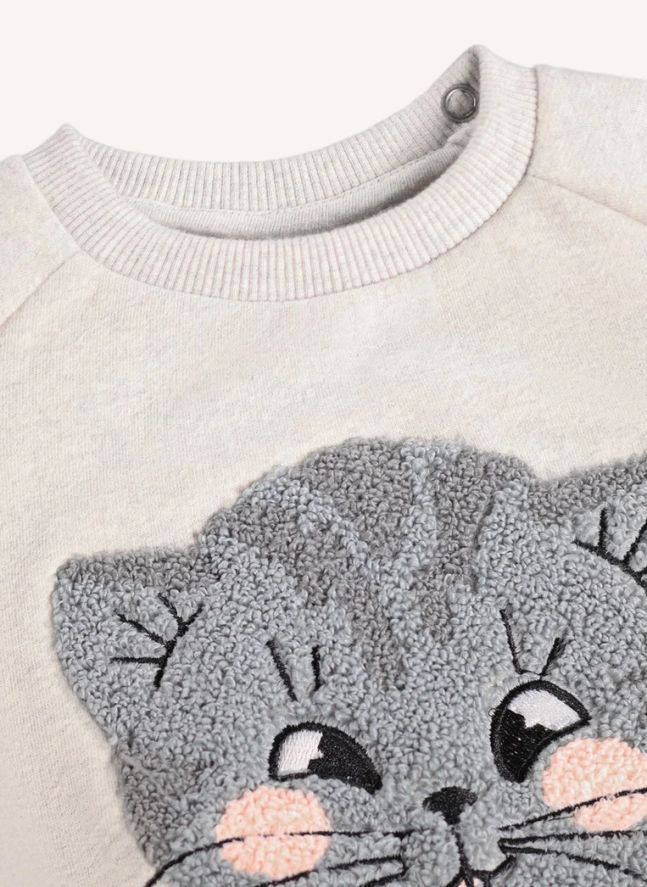 Pull Disc Chat Coton Bio | Gris chiné