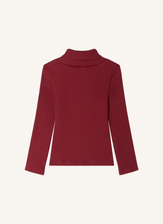 T-shirt Col Roulé Tahiti Coton Bio | Bordeaux