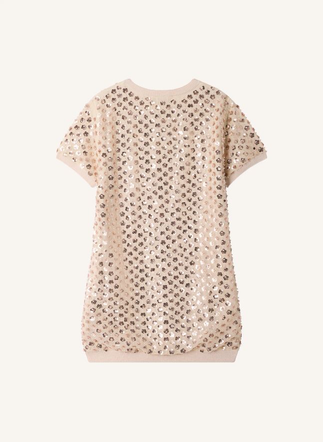 Robe Marlise Laine Métalisée | Rose pâle