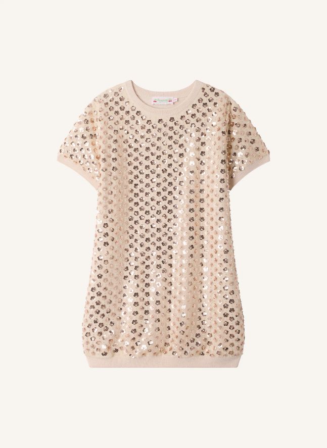 Robe Marlise Laine Métalisée | Rose pâle