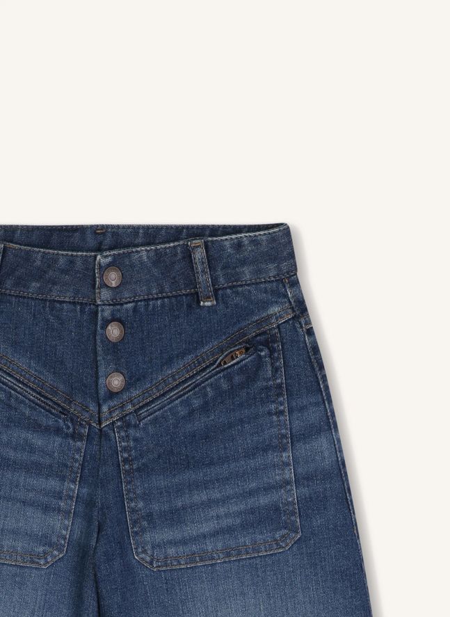 Short Denim Poches Coton Bio | Bleu