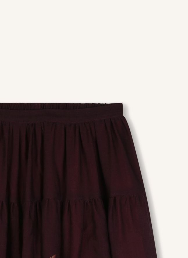 Jupe Fleurie Gaze de Laine | Prune