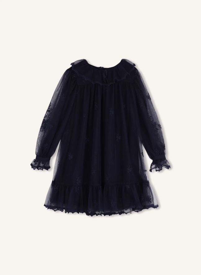 Robe Brodée Tulle | Bleu foncé