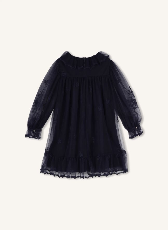 Robe Brodée Tulle | Bleu foncé