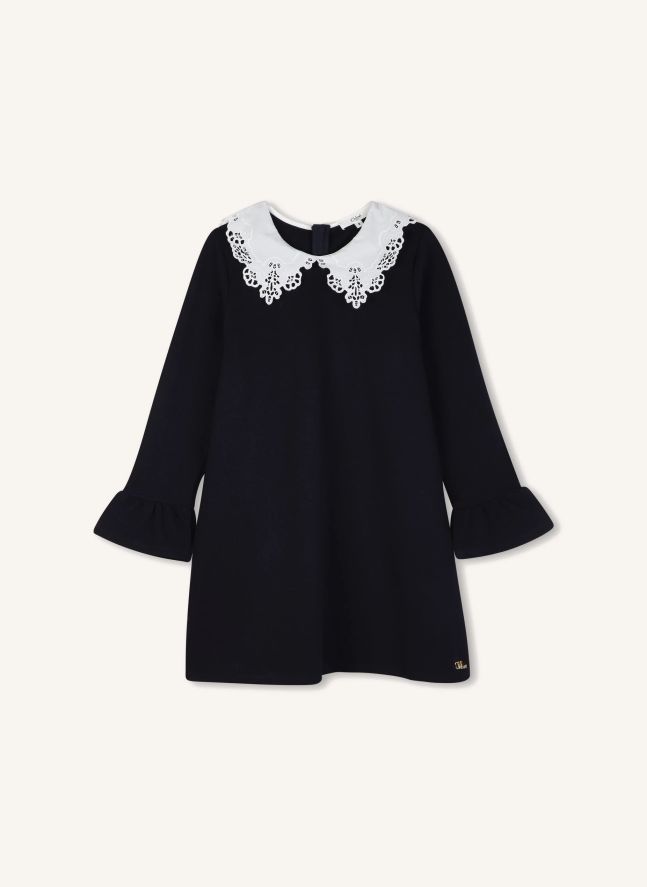 Robe Col Brodé Milano | Bleu foncé