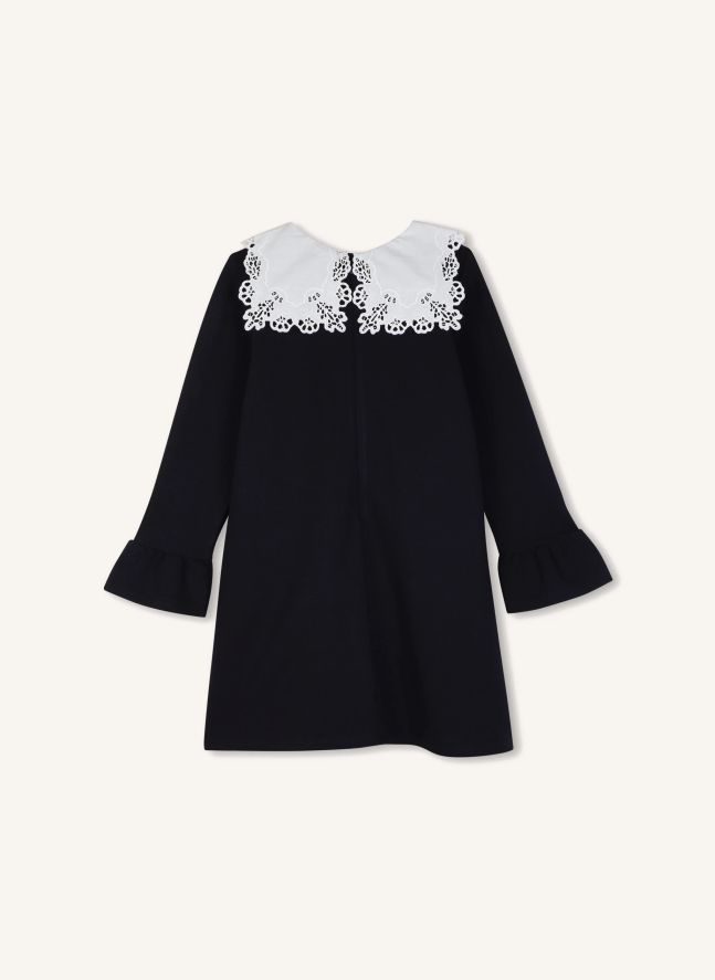Robe Col Brodé Milano | Bleu foncé