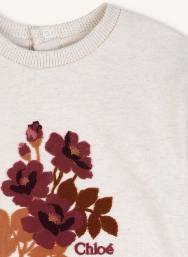 Sweat Chiné Fleurs Coton Bio | Ecru