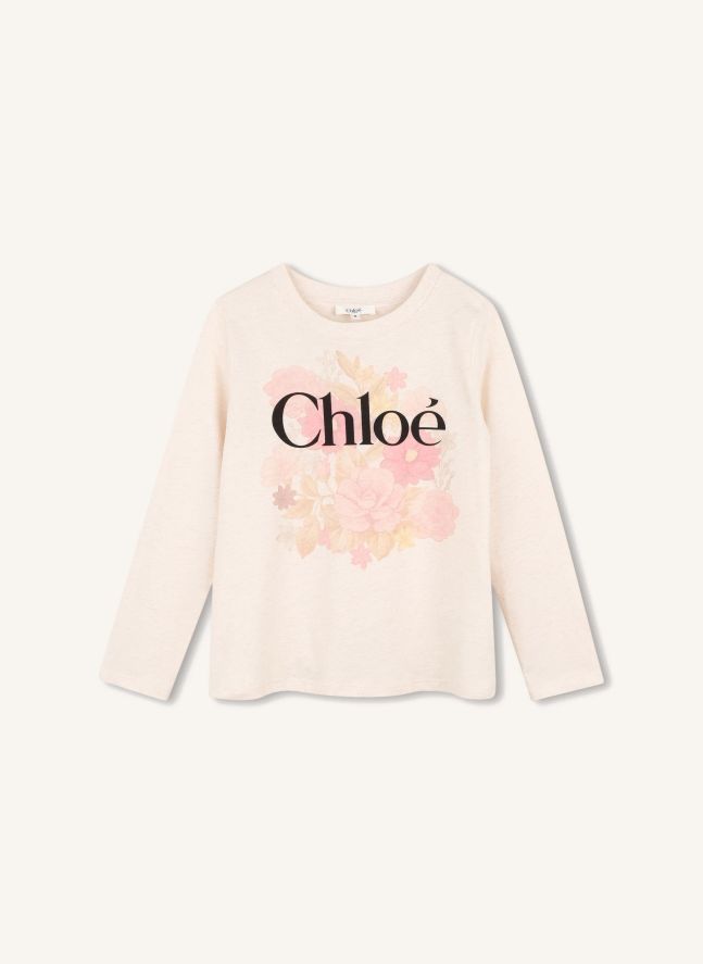 T-shirt Chiné Chloé Fleurs Coton Bio | Ecru