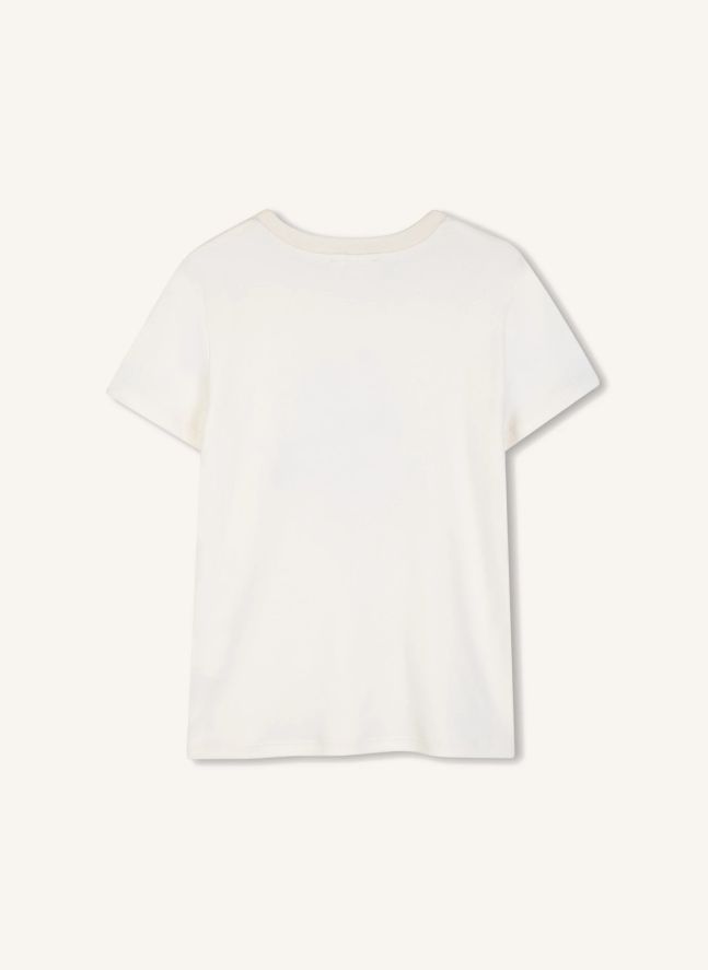 T-shirt Fleurs Coton Bio | Craie