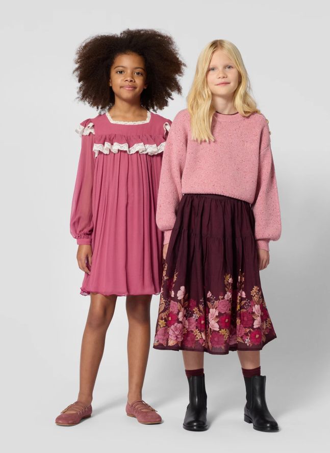 Robe Dentelle Soie Froissée | Rose