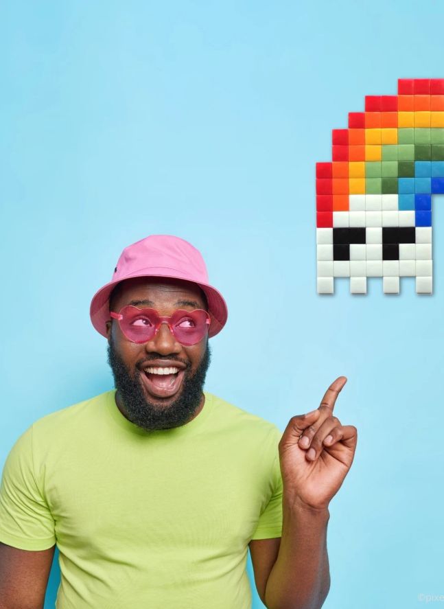 Pixel Art Kit fosforescente - Arco iris en la oscuridad