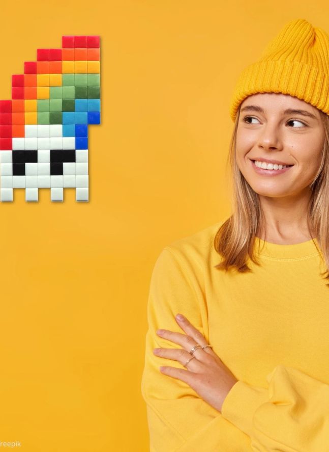Pixel Art Kit fosforescente - Arco iris en la oscuridad