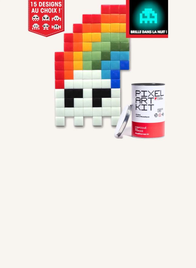 Pixel Art Kit fosforescente - Arco iris en la oscuridad