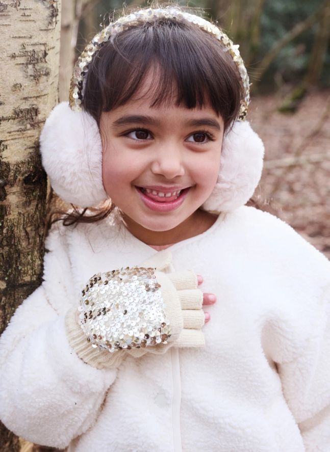 Sequins ear muffs | Ivory