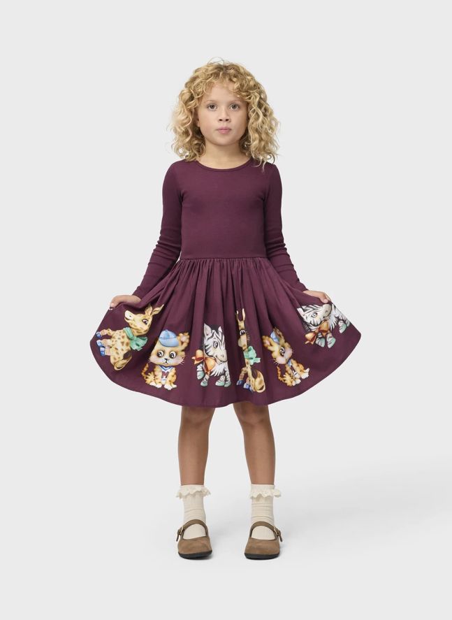 Robe Cassie Tigres Coton Bio | Bordeaux