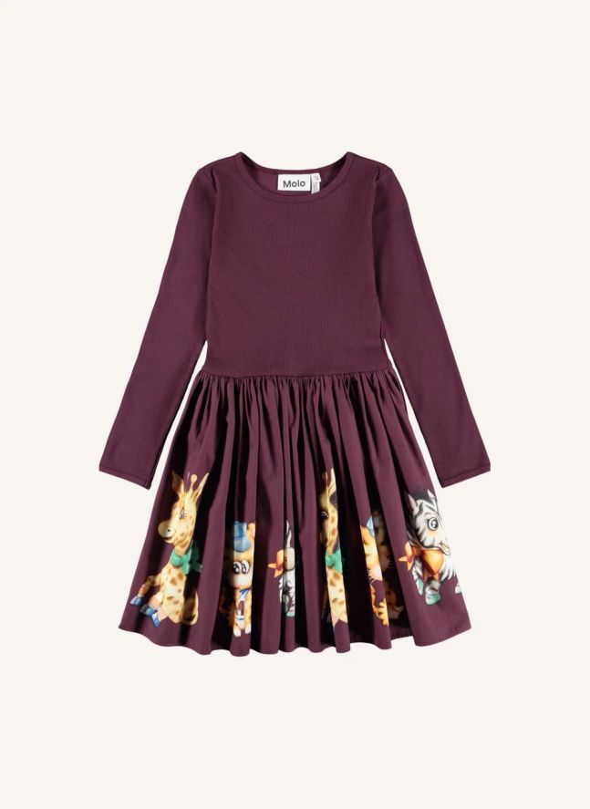 Robe Cassie Tigres Coton Bio | Bordeaux