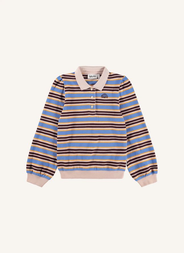 Polo Ravi Rayé Coton Bio | Bleu Clair