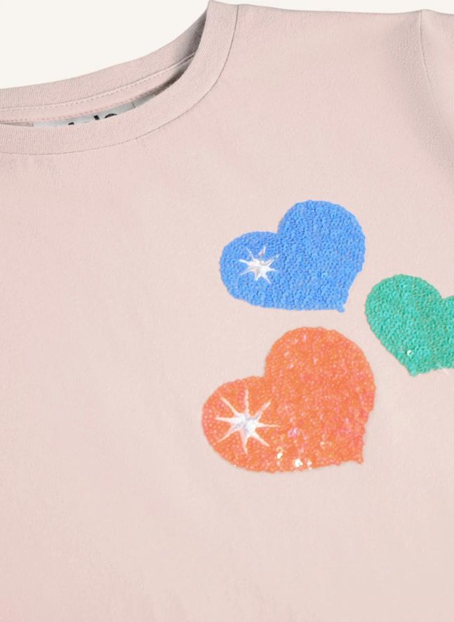T-Shirt Ranva Cœurs Coton Bio | Rose pâle