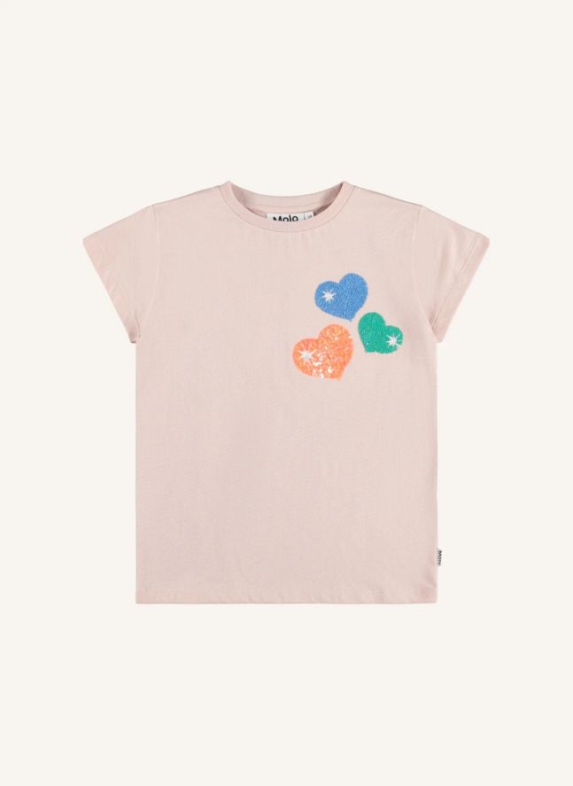 T-Shirt Ranva Cœurs Coton Bio | Rose pâle