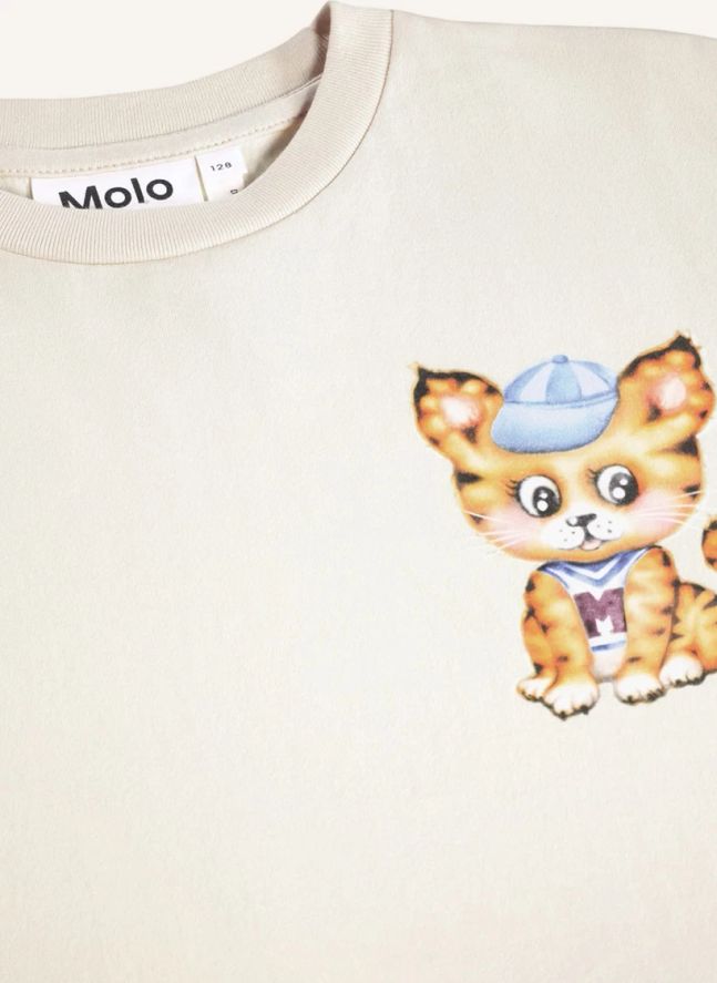 T-shirt Riley Curiosity Tigre Coton Bio | Blanc