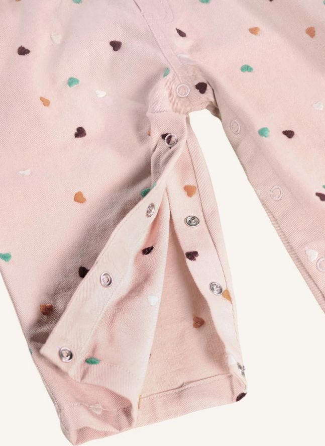 Salopette Sora Cœurs Coton Bio | Rose poudré