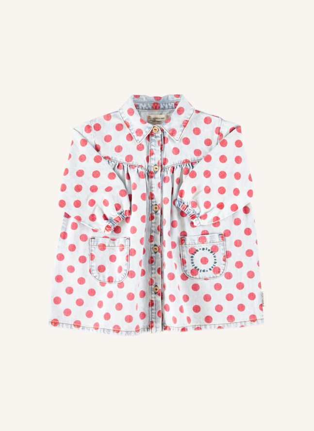 Robe Pois Denim | Bleu Clair