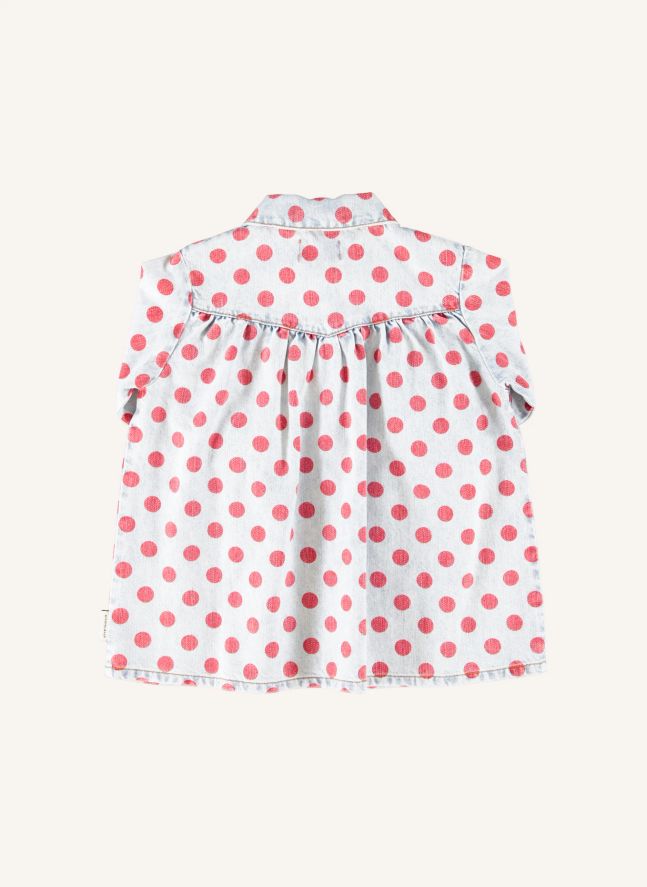 Robe Pois Denim | Bleu Clair