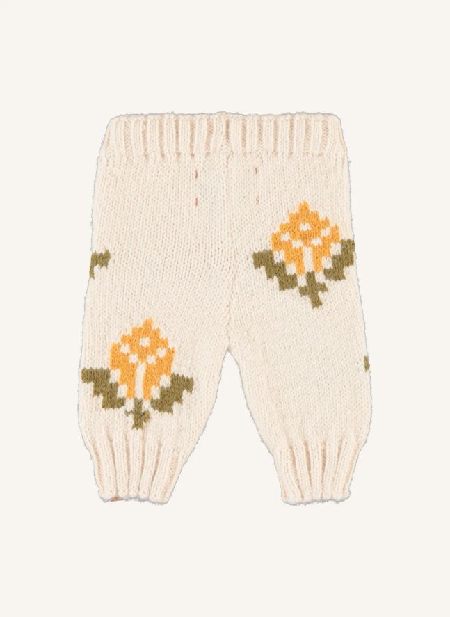Legging Fleuri Maille | Ecru