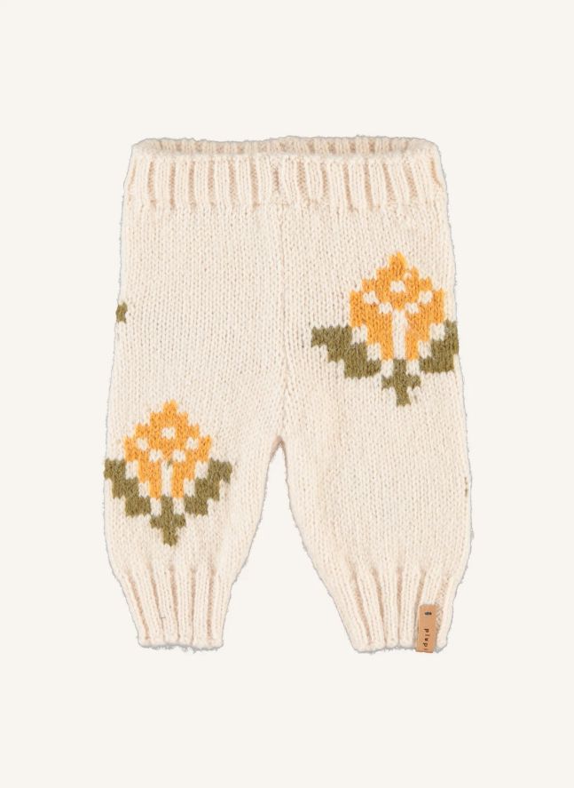 Legging Fleuri Maille | Ecru