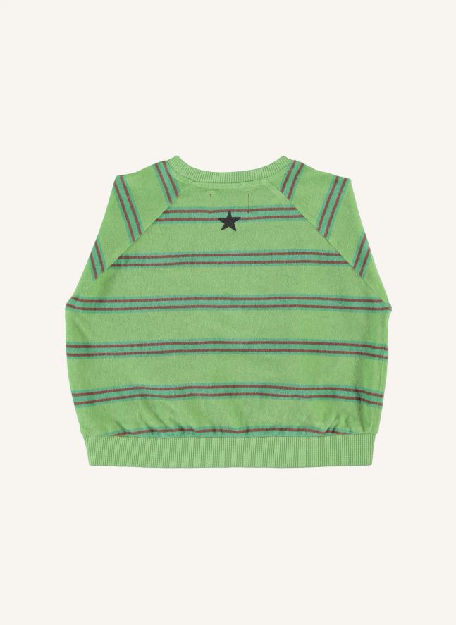 Sweat Rayé Eponge Coton Bio | Vert