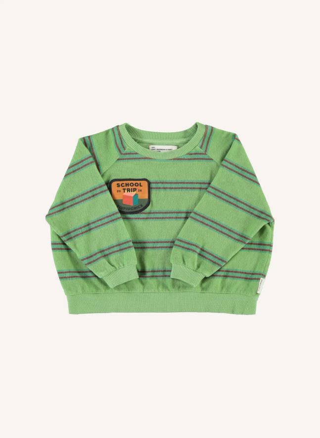 Sweat Rayé Eponge Coton Bio | Vert
