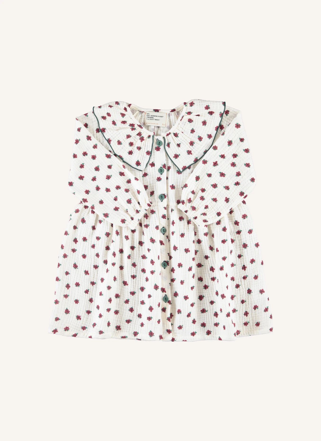 Robe Fleurie Coton Bio | Ecru- Image produit n°0