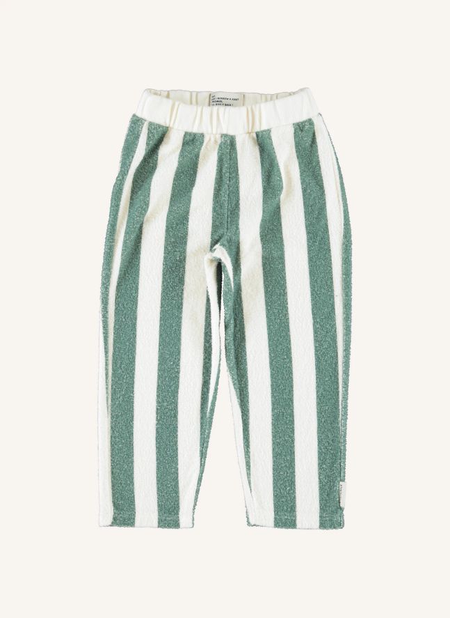 Pantalon Rayé Eponge Coton Bio | Ecru