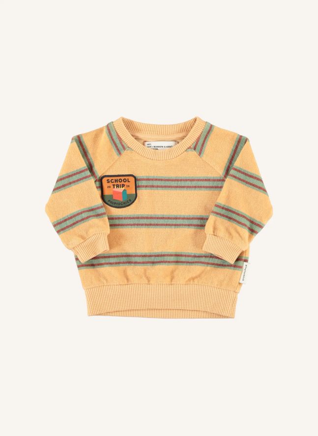 Sweat Rayé Eponge Coton Bio | Jaune