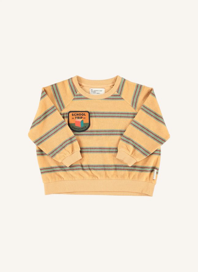 Sweat Rayé Eponge Coton Bio | Jaune