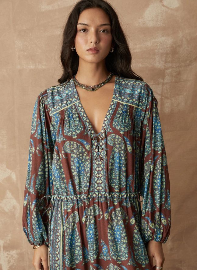Robe Calico Smock Coton | Chocolat