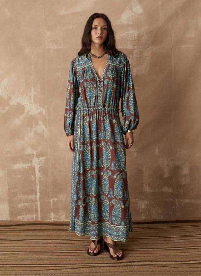Robe Calico Smock Coton | Chocolat