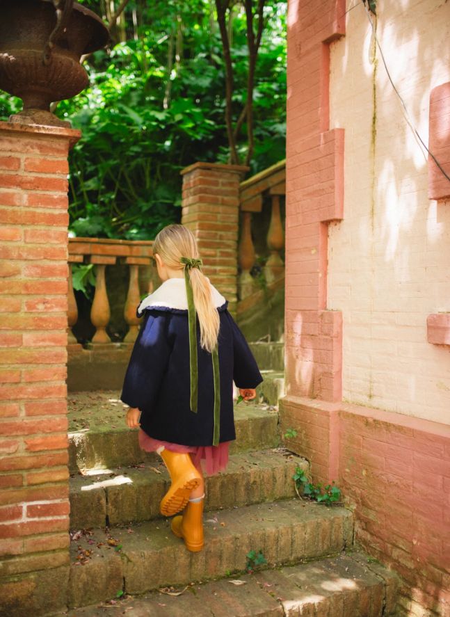Nancy Embroidered Coat | Navy blue