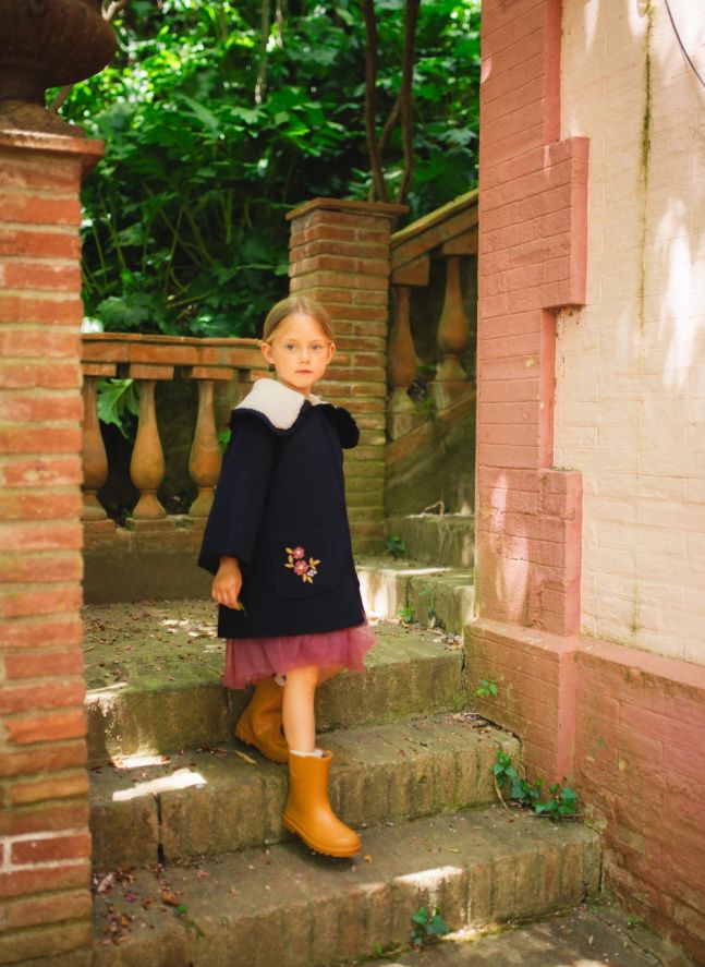 Manteau Brodé Nancy | Bleu marine