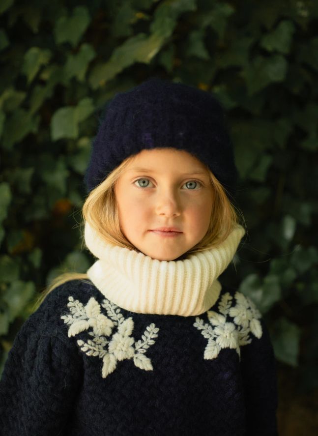 Stefania Embroidered Sweater | Navy blue