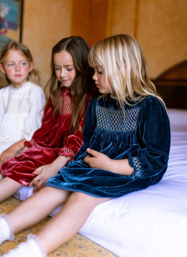 Robe Smockée Silvia Velours | Rouge
