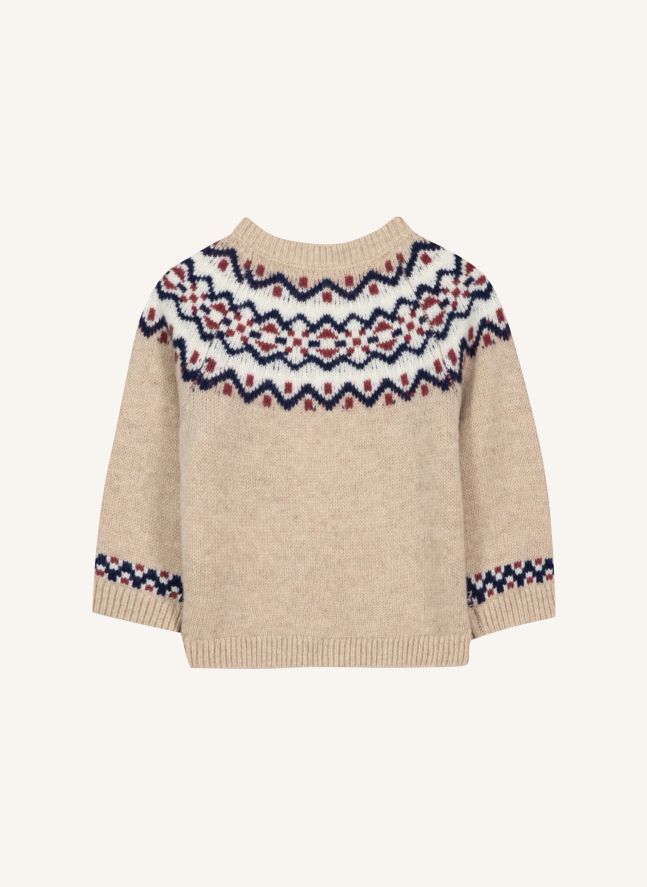 Baby Wool Winter Jacquard Sweater | Sand