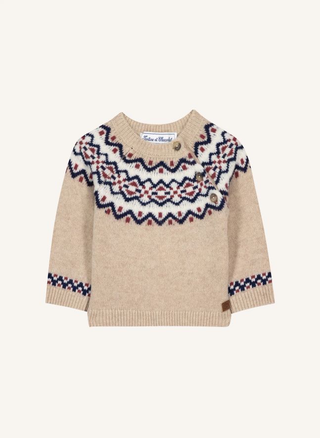 Pull Jacquard Hivernal Laine Bébé | Sable